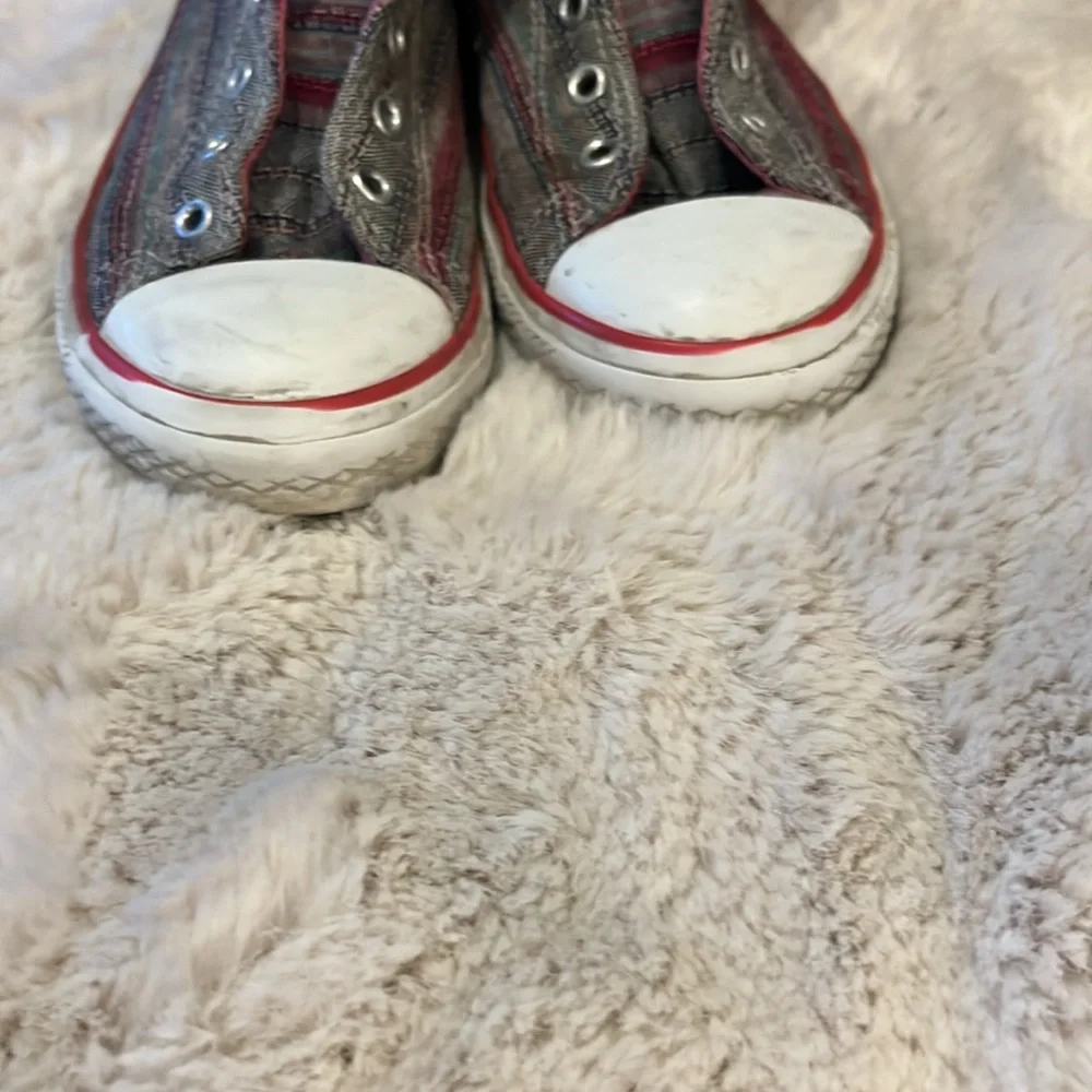 Converse Men’s Hightop Striped Denim Suede Rubber Toe Sneakers Sz 4 - Picture 5 of 9